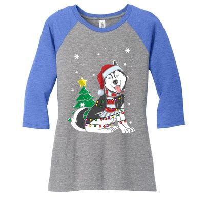 Funny Siberian Husky Christmas Dog Lover Gift Women's Tri-Blend 3/4-Sleeve Raglan Shirt