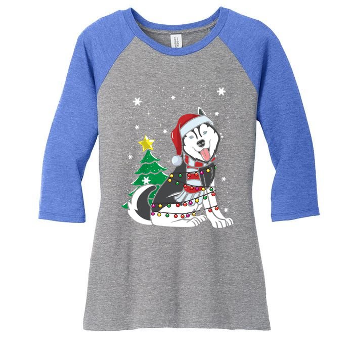 Funny Siberian Husky Christmas Dog Lover Gift Women's Tri-Blend 3/4-Sleeve Raglan Shirt