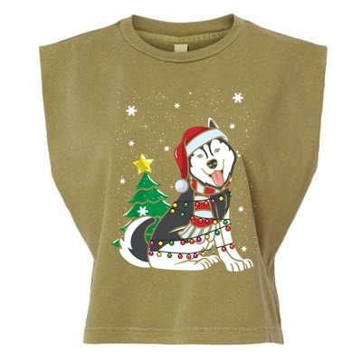 Funny Siberian Husky Christmas Dog Lover Gift Garment-Dyed Women's Muscle Tee