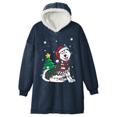 Funny Siberian Husky Christmas Dog Lover Gift Hooded Wearable Blanket