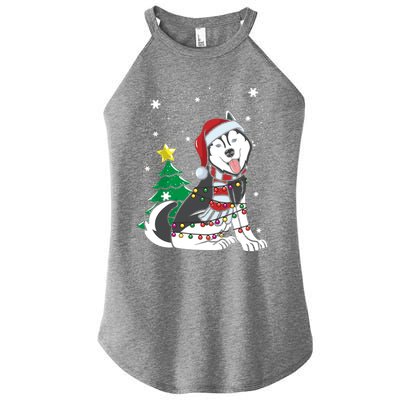 Funny Siberian Husky Christmas Dog Lover Gift Women's Perfect Tri Rocker Tank