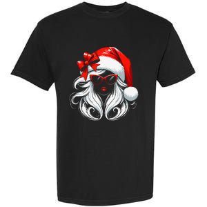 Female Santa Hat Sunglasses Grandma Mom Girl Christmas Garment-Dyed Heavyweight T-Shirt