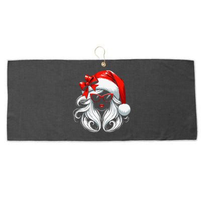 Female Santa Hat Sunglasses Grandma Mom Girl Christmas Large Microfiber Waffle Golf Towel