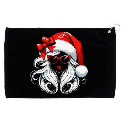 Female Santa Hat Sunglasses Grandma Mom Girl Christmas Grommeted Golf Towel