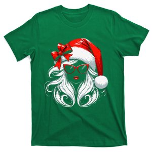 Female Santa Hat Sunglasses Grandma Mom Girl Christmas T-Shirt