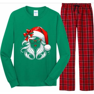 Female Santa Hat Sunglasses Grandma Mom Girl Christmas Long Sleeve Pajama Set