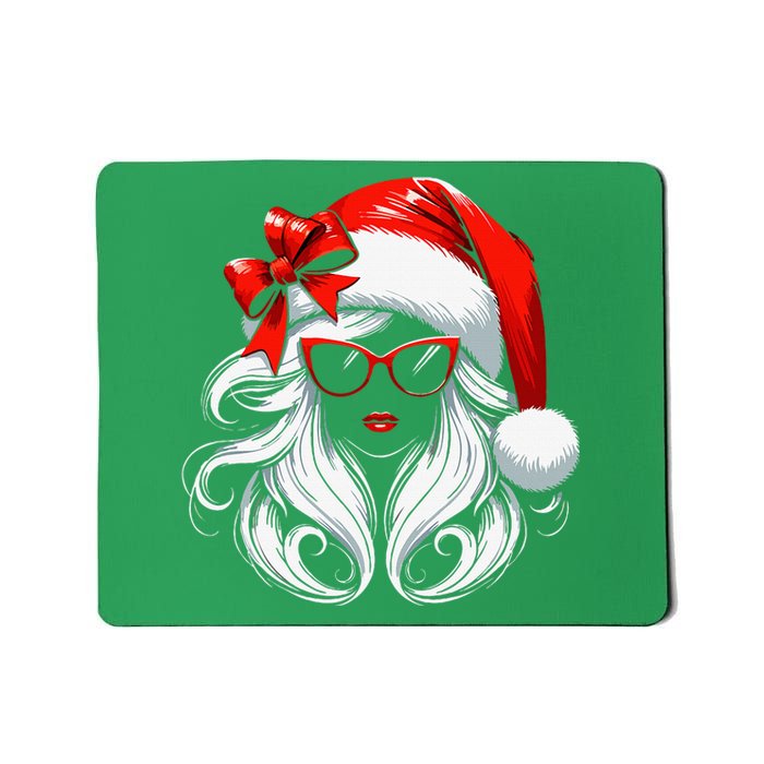 Female Santa Hat Sunglasses Grandma Mom Girl Christmas Mousepad