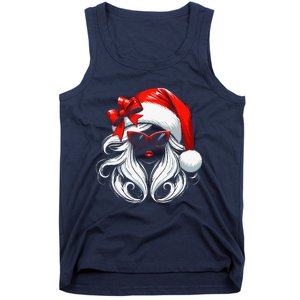 Female Santa Hat Sunglasses Grandma Mom Girl Christmas Tank Top