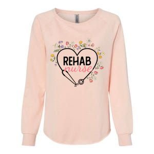 Floral Stethoscope Heart Nursing Rehab Nurse Funny Gift Womens California Wash Sweatshirt