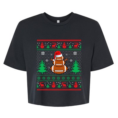 Football Santa Hat Ugly Christmas Sweaters Bella+Canvas Jersey Crop Tee