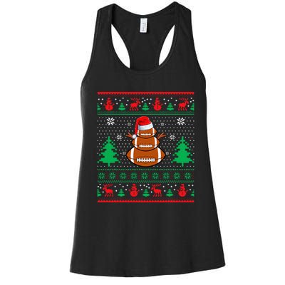 Football Santa Hat Ugly Christmas Sweaters Women's Racerback Tank