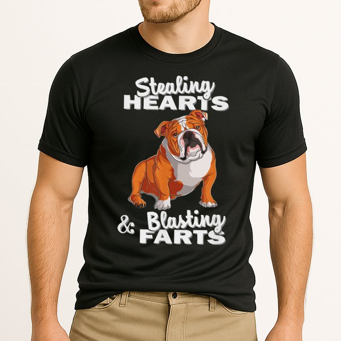 Funny Stealing Hearts Blasting Farts English Bulldog Cooling Performance Crew T-Shirt