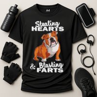 Funny Stealing Hearts Blasting Farts English Bulldog Cooling Performance Crew T-Shirt