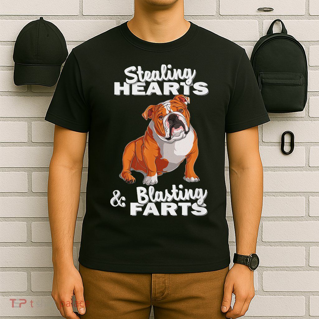 Funny Stealing Hearts Blasting Farts English Bulldog T-Shirt