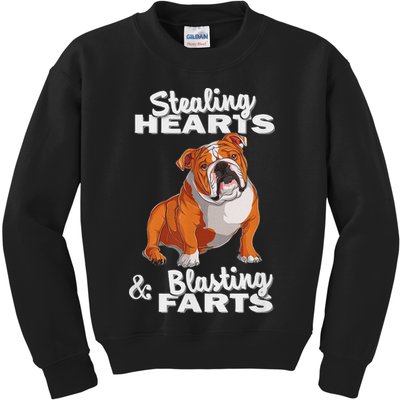 Funny Stealing Hearts Blasting Farts English Bulldog Kids Sweatshirt