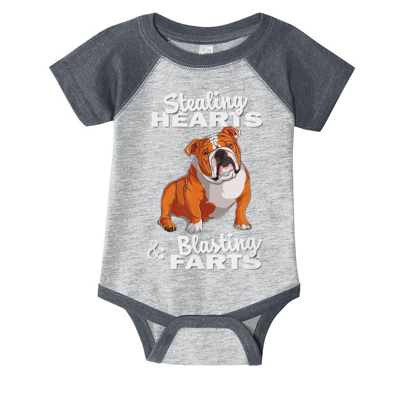 Funny Stealing Hearts Blasting Farts English Bulldog Infant Baby Jersey Bodysuit