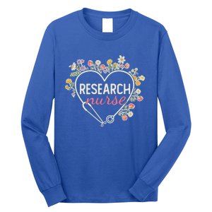 Floral Stethoscope Heart Nursing Research Nurse Gift Long Sleeve Shirt