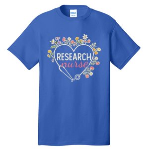 Floral Stethoscope Heart Nursing Research Nurse Gift Tall T-Shirt