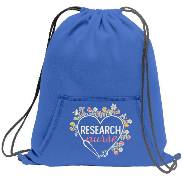 Floral Stethoscope Heart Nursing Research Nurse Gift Sweatshirt Cinch Pack Bag