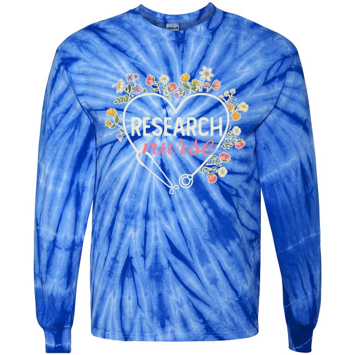 Floral Stethoscope Heart Nursing Research Nurse Gift Tie-Dye Long Sleeve Shirt