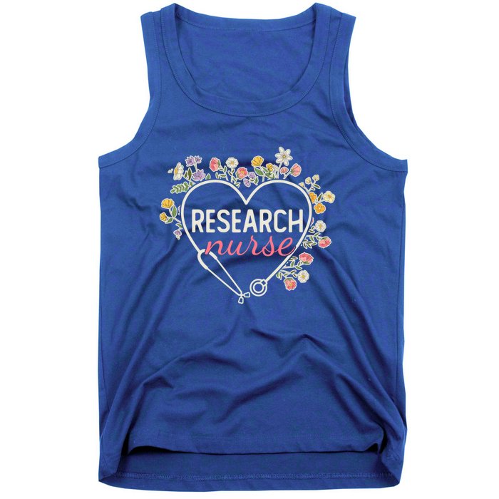 Floral Stethoscope Heart Nursing Research Nurse Gift Tank Top