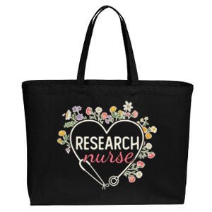 Floral Stethoscope Heart Nursing Research Nurse Gift Cotton Canvas Jumbo Tote