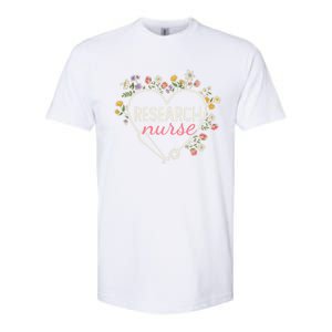 Floral Stethoscope Heart Nursing Research Nurse Gift Softstyle CVC T-Shirt