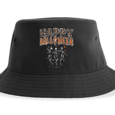 Funny Spooky Happy Halloween Dancing Skeletons Sustainable Bucket Hat