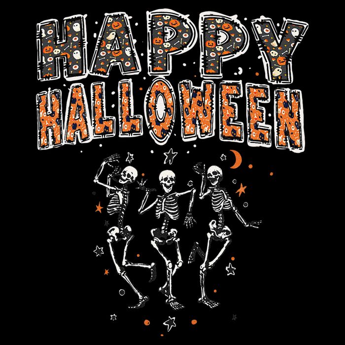 Funny Spooky Happy Halloween Dancing Skeletons Flat Bill Trucker Hat