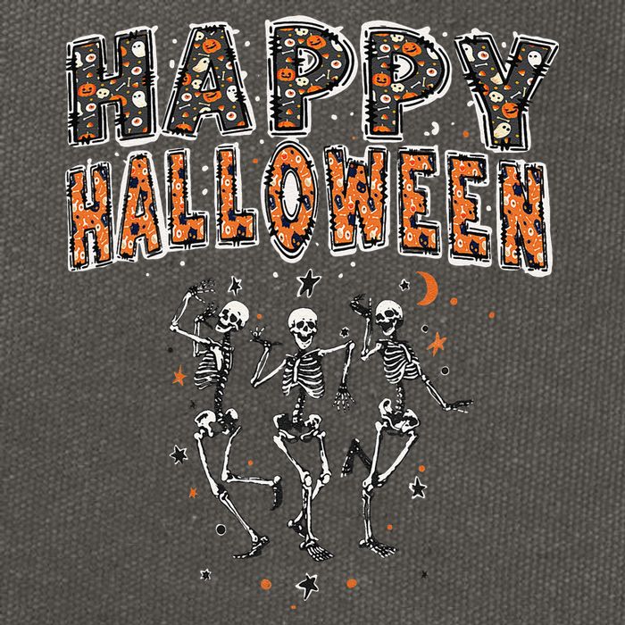 Funny Spooky Happy Halloween Dancing Skeletons Cotton Canvas Backpack