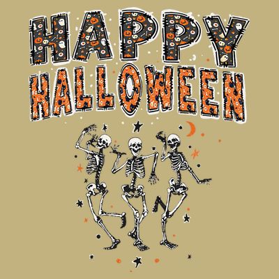 Funny Spooky Happy Halloween Dancing Skeletons T-Shirt