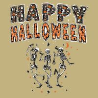 Funny Spooky Happy Halloween Dancing Skeletons Button