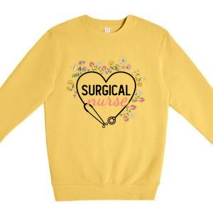 Floral Stethoscope Heart Nursing Surgical Nurse Gift Premium Crewneck Sweatshirt