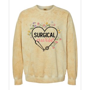 Floral Stethoscope Heart Nursing Surgical Nurse Gift Colorblast Crewneck Sweatshirt