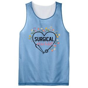 Floral Stethoscope Heart Nursing Surgical Nurse Gift Mesh Reversible Basketball Jersey Tank