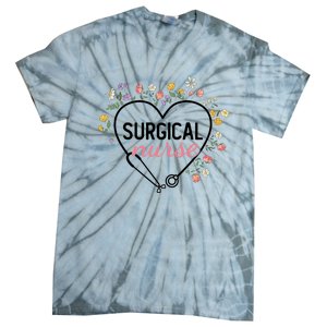 Floral Stethoscope Heart Nursing Surgical Nurse Gift Tie-Dye T-Shirt