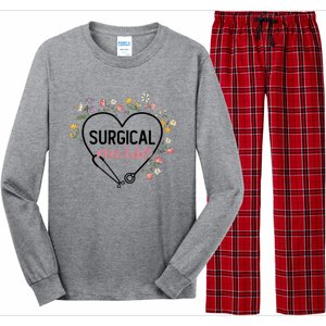 Floral Stethoscope Heart Nursing Surgical Nurse Gift Long Sleeve Pajama Set