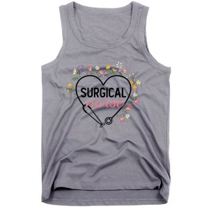 Floral Stethoscope Heart Nursing Surgical Nurse Gift Tank Top