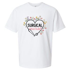 Floral Stethoscope Heart Nursing Surgical Nurse Gift Sueded Cloud Jersey T-Shirt