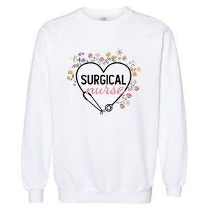 Floral Stethoscope Heart Nursing Surgical Nurse Gift Garment-Dyed Sweatshirt