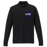 Florida Strong Hurricane Ian Support Football Performance Long Sleeve Polo