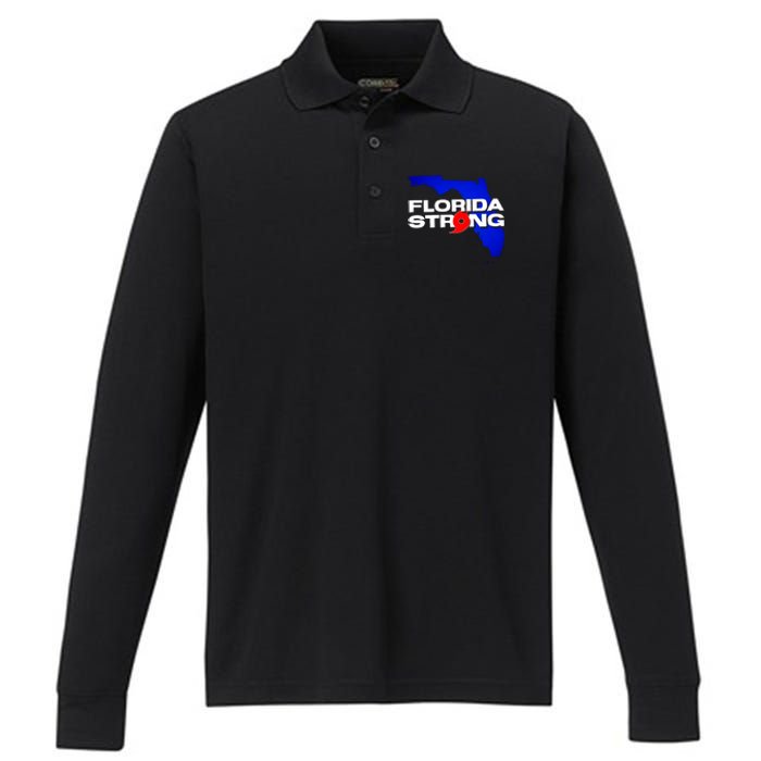 Florida Strong Hurricane Ian Support Football Performance Long Sleeve Polo