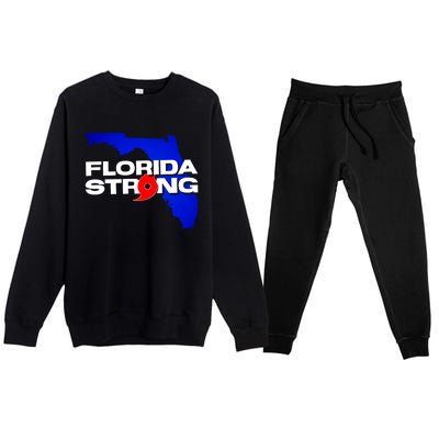 Florida Strong Hurricane Ian Support Football Premium Crewneck Sweatsuit Set