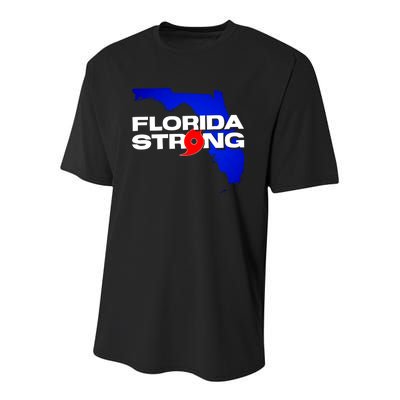 Florida Strong Hurricane Ian Support Football Youth Performance Sprint T-Shirt