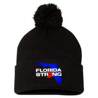 Florida Strong Hurricane Ian Support Football Pom Pom 12in Knit Beanie