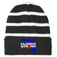 Florida Strong Hurricane Ian Support Football Striped Beanie with Solid Band