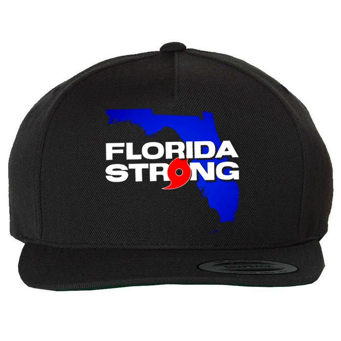 Florida Strong Hurricane Ian Support Football Wool Snapback Cap