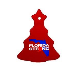 Florida Strong Hurricane Ian Support Football Ceramic Tree Ornament