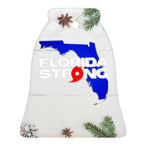 Florida Strong Hurricane Ian Support Football Ceramic Bell Ornament