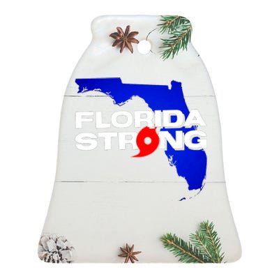 Florida Strong Hurricane Ian Support Football Ceramic Bell Ornament